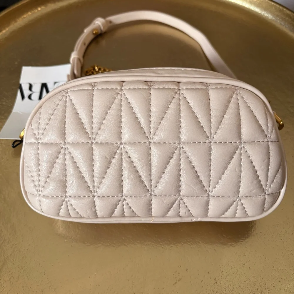 NWT Zara Quilted Cream Crossbody Shoulder Bag - Picture 2 of 11